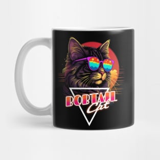 Retro Wave Bobtail Cat Miami Shirt Mug